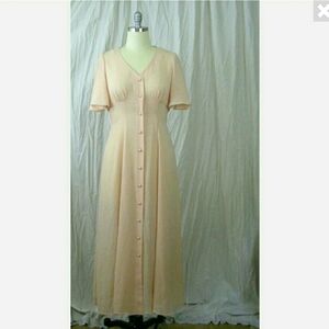 1980-90's sheer/ flesh and peach dress/ tie back